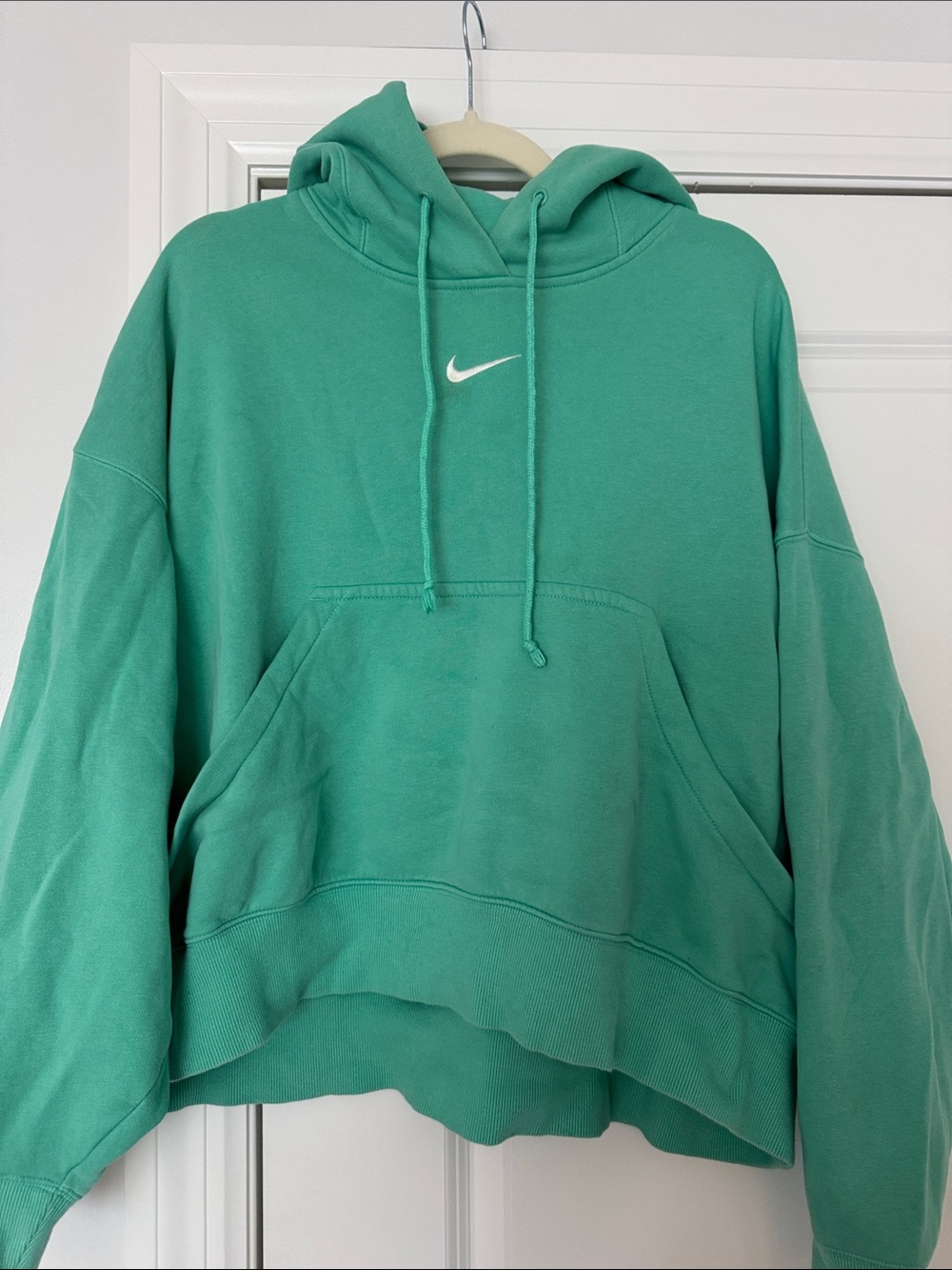 Nike Women's Mint Green Pullover Hoodie with White Swoosh